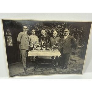 Vintage 1931 German Family Portrait Outdoor Table Gathering Photo
